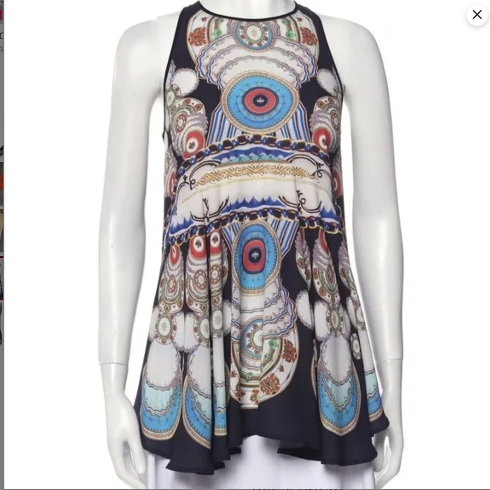 Clover Canyon Sleeveless Hi-Lo Printed Top Size Small